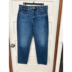 Veronica Beard Ryleigh Slim Straight High Rise Jeans Bright Blue 31 USA made XC